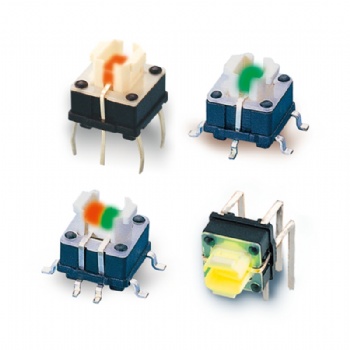 Illuminated tact switch with different LED color