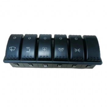 Custom 6-Gang Rocker Switch Panel with Laser Etched Icons for Cabin Control