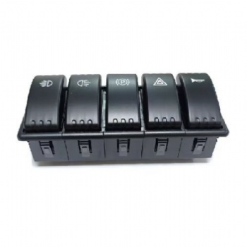 Custom 5-Gang Rocker Switch Panel with Parking Brake & Horn Icons