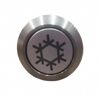 19mm Waterproof Metal Push Button Switch with Snowflake Symbol, Stainless Steel A/C Control Switch
